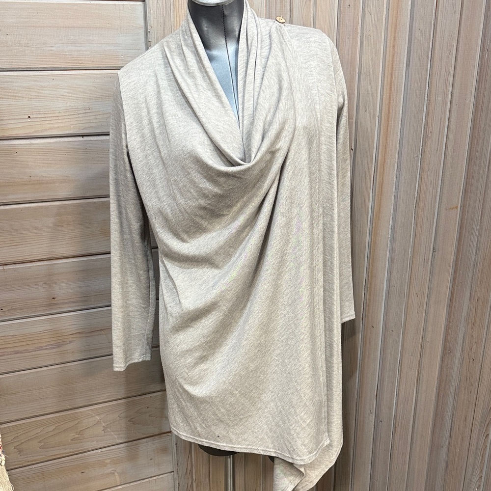 Emerald Cream Long Sleeve Draped Dress